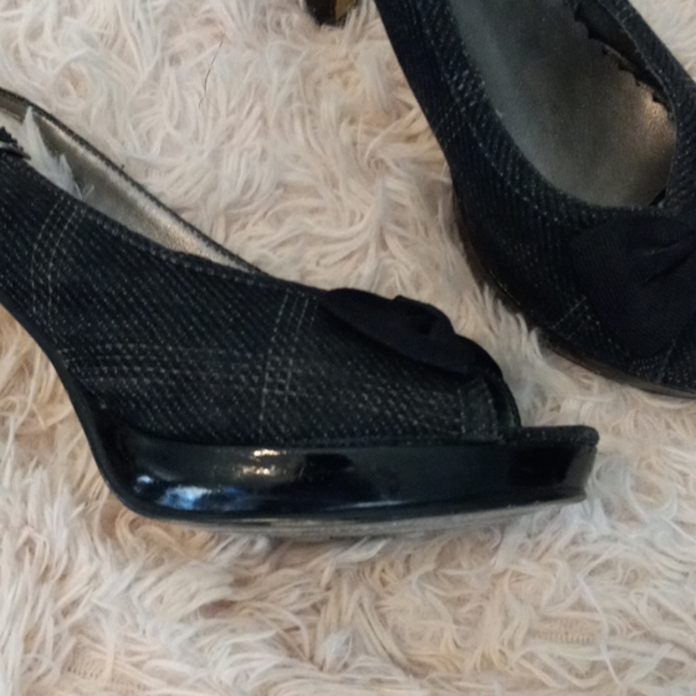 Black plaid heels
